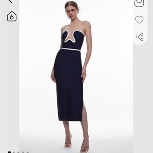 NWT - KAREN MILLEN - BANDAGE CORSET DETAIL KNIT MIDI DRESS